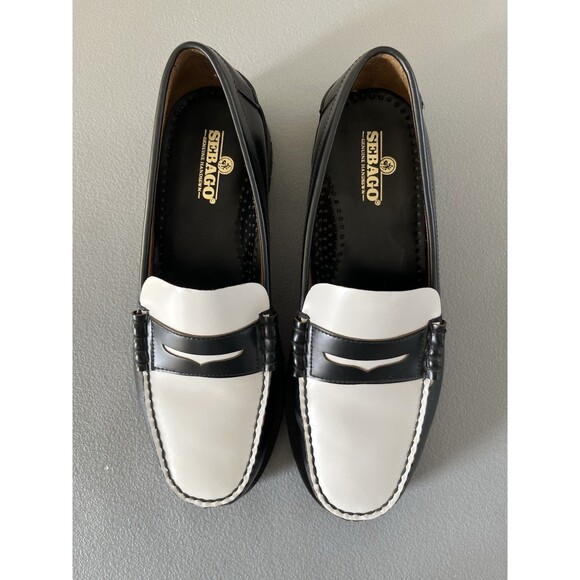 Sebago Other - Sebago Classic Dan Leather Penny Loafers Mens Sz 9 Black White Quiet Luxury